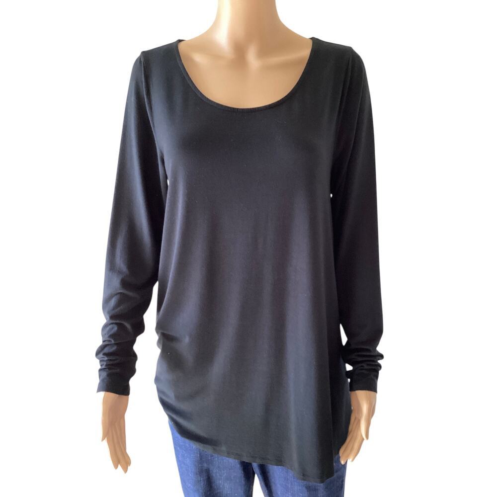 Soft surroundings scoop neck tunic long sleeve lightweight tops sz M black